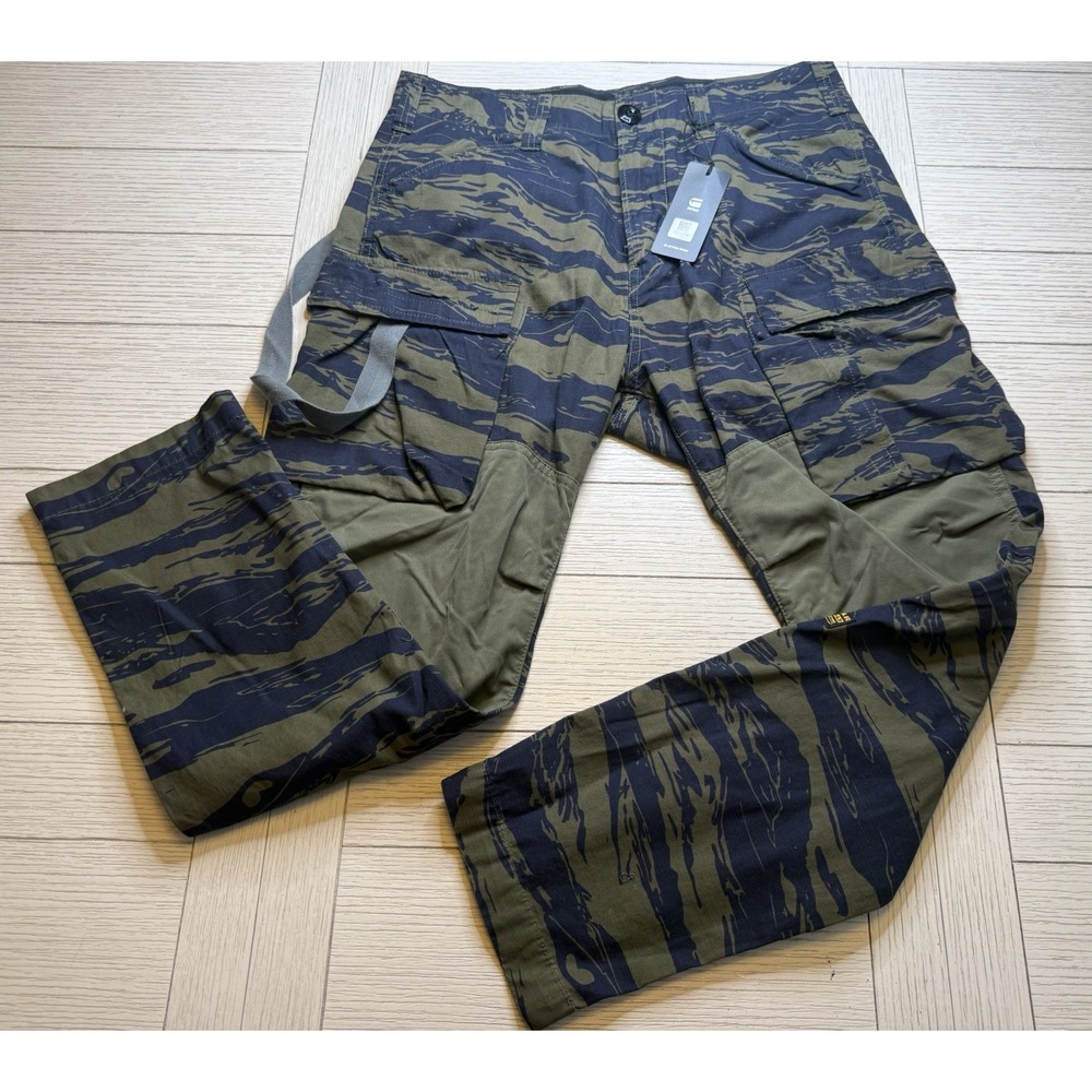 NWT G-Star Raw Men's 31/30 Regular Tapered Cargo Pants Shadow Olive Tiger Camo